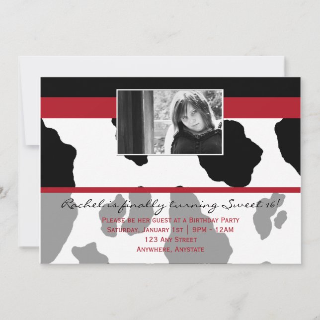 Fashionella in Cow print Invitation (Front)