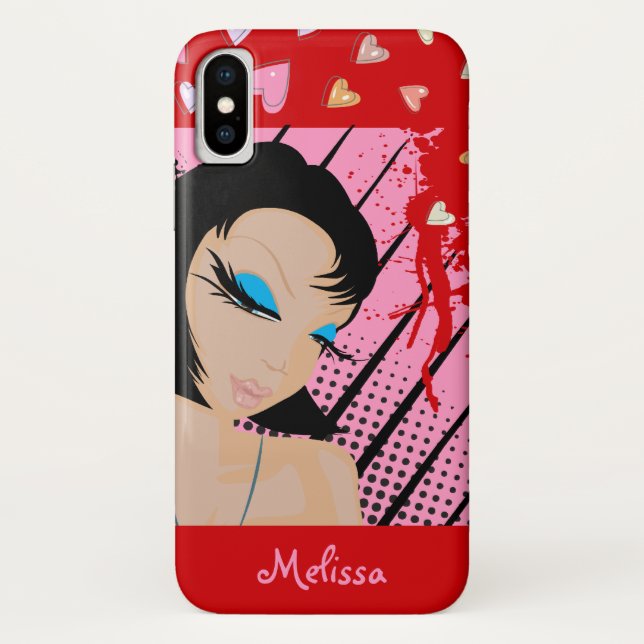 Fashionista  and Hearts Case-Mate iPhone Case (Back)