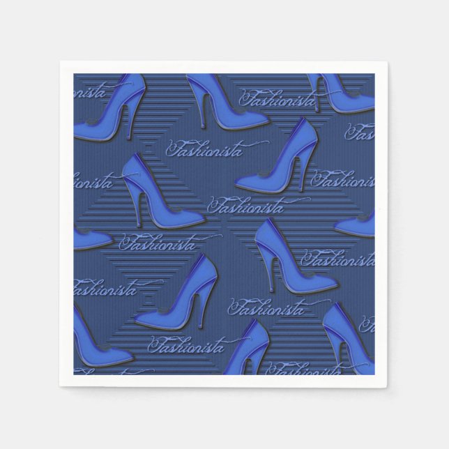 Fashionista Blue Shoes Pattern Napkins (Front)