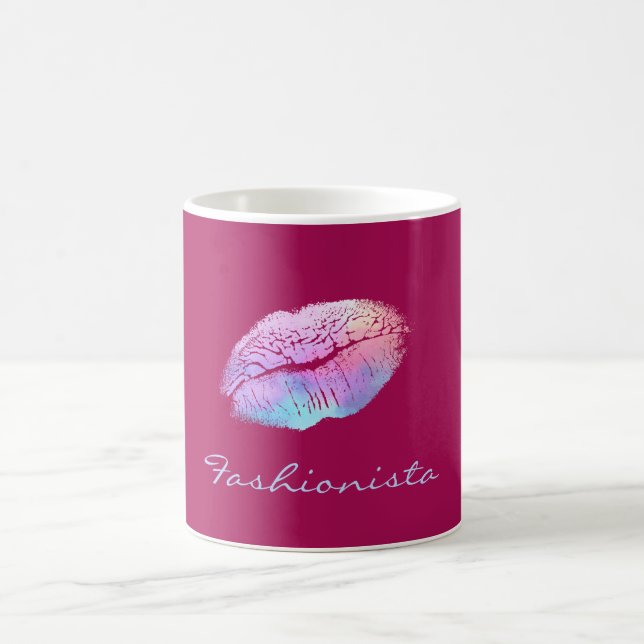 Fashionista Cotton Candy Color Lips Coffee Mug (Center)