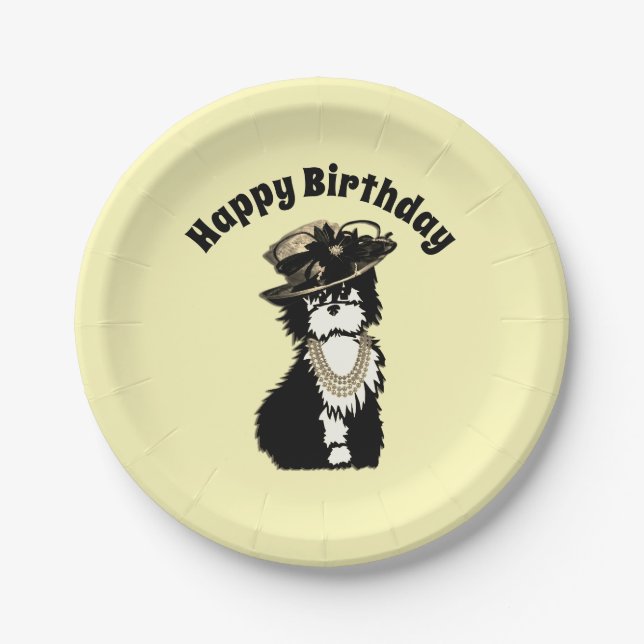 Fashionista Doggie / Fashion Designer Yellow Paper Plates (Front)