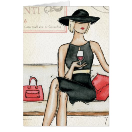 Fashionista Drinking Wine (Front)