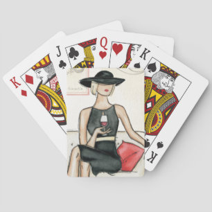 Fashionista Drinking Wine Poker Cards
