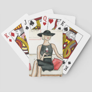 Fashionista Drinking Wine Poker Cards