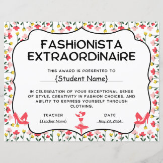 Fashionista Extraordinaire Recognition Award