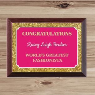 Fashionista! Fun Personalized Special Award plaque