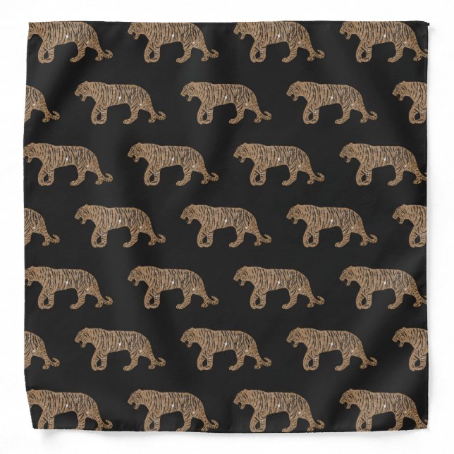 Fashionista Gold Black Glitter Tiger Pattern Bandana (Front)