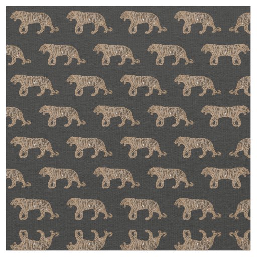 Fashionista Gold Black Glitter Tiger Pattern Fabric