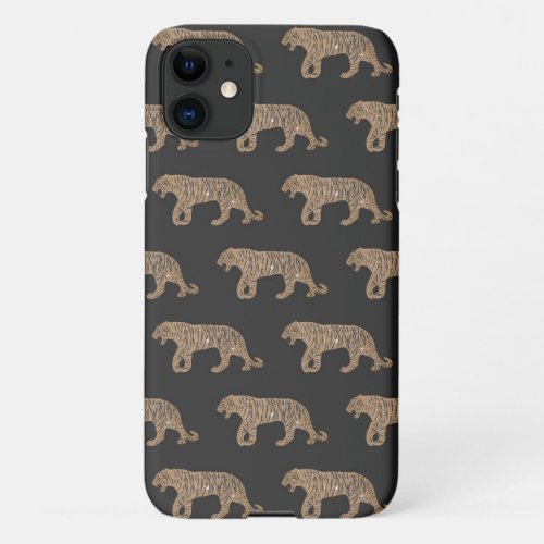 Fashionista Gold Black Glitter Tiger Pattern iPhone 11 Case