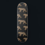 Fashionista Gold Black Glitter Tiger Pattern Skateboard<br><div class="desc">This elegant and chic pattern is perfect for the trendy and stylish fashionista. It features a faux printed sparkly gold glitter and black hand-drawn tiger pattern on top of a black background. It's glamorous, luxurious, unique, modern, and cool. ***IMPORTANT DESIGN NOTE: For any custom design request such as matching product...</div>