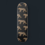 Fashionista Gold Black Glitter Tiger Pattern Skateboard<br><div class="desc">This elegant and chic pattern is perfect for the trendy and stylish fashionista. It features a faux printed sparkly gold glitter and black hand-drawn tiger pattern on top of a black background. It's glamorous, luxurious, unique, modern, and cool. ***IMPORTANT DESIGN NOTE: For any custom design request such as matching product...</div>