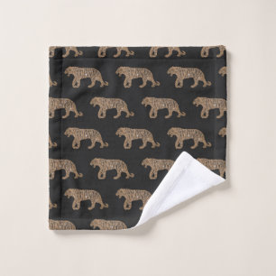 Fashionista Gold Black Glitter Tiger Pattern Wash Cloth