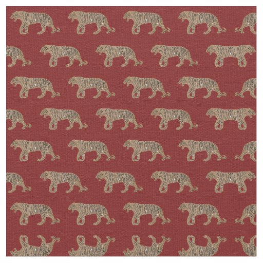 Fashionista Gold Black Red Glitter Tiger Pattern Fabric