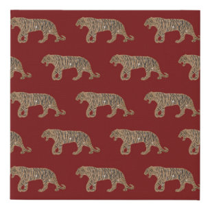 Fashionista Gold Black Red Glitter Tiger Pattern Faux Canvas Print
