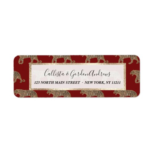Fashionista Gold Black Red Glitter Tiger Pattern Label