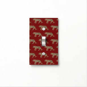 Fashionista Gold Black Red Glitter Tiger Pattern Light Switch Cover