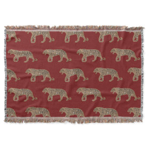 Fashionista Gold Black Red Glitter Tiger Pattern Throw Blanket