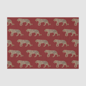 Fashionista Gold Black Red Glitter Tiger Pattern Tissue Paper