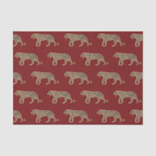 Fashionista Gold Black Red Glitter Tiger Pattern Tissue Paper