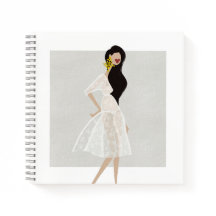 Fashionista in a White Dress Fashion Illustration