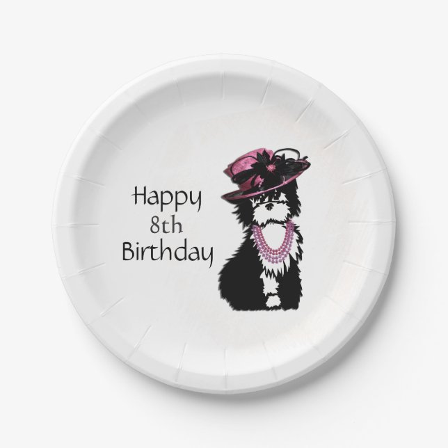 Fashionista Puppy Dog Birthday Paper Plates (Front)