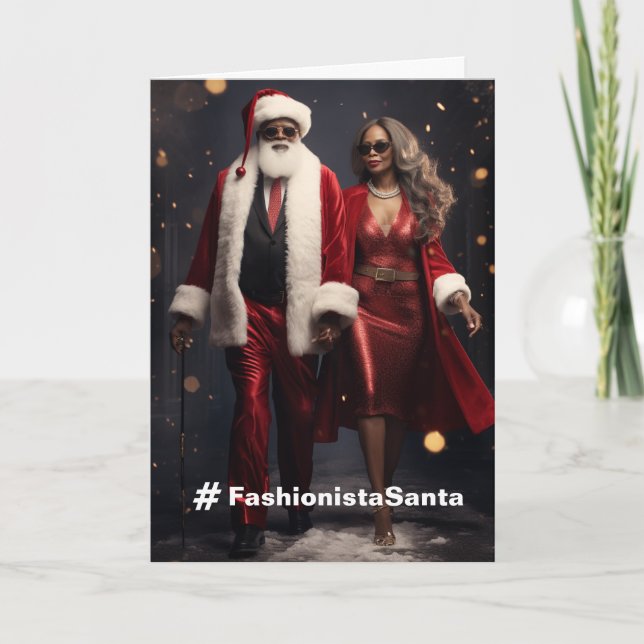 Fashionista Santa Customizable Holiday Card (Front)