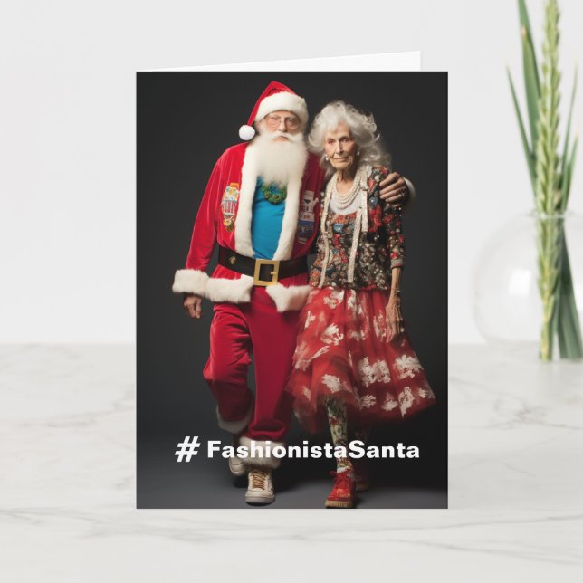 Fashionista Santa Customizable Holiday Card (Front)