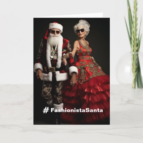 Fashionista Santa Holiday Card