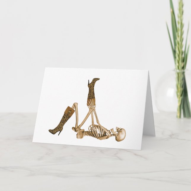 Fashionista Skeleton in Leopard Boots Card (Front)