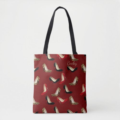 Fashionista Stiletto Heel Print Custom Tote Bag