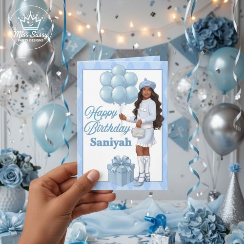 Fashionista Teen Girl Blue Stylish Birthday Wishes