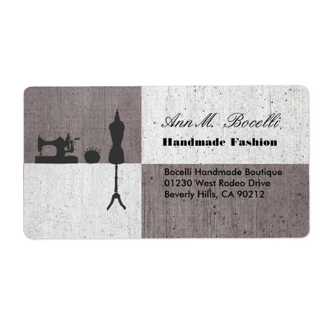 Fashions Clothing Handmade Sewing Craft  Business Label (Front)