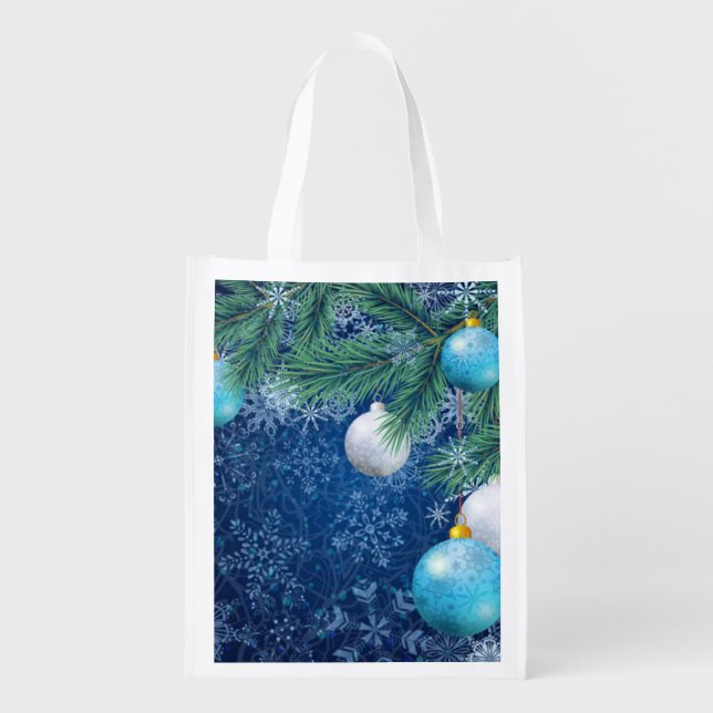 Fasinating White Christmas Reusable Grocery Bag (Front)