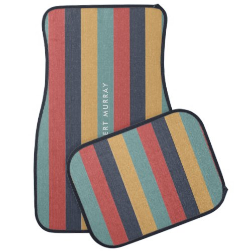 Fasioan Vintage Vibe Colorful Striped Lines Car Floor Mat