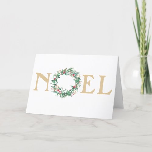 Fassist Holiday Watercolor Noel Wreath Photo Card