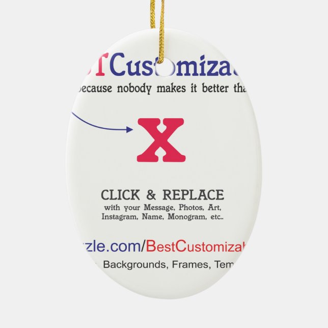 Fast and Easy Blank Template Ceramic Ornament (Back)