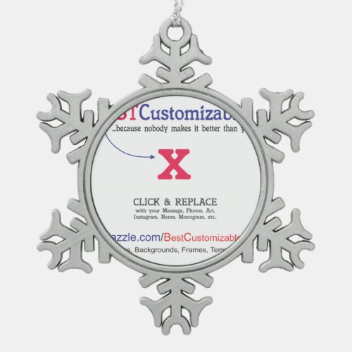 Fast and Easy Blank Template Snowflake Pewter Christmas Ornament