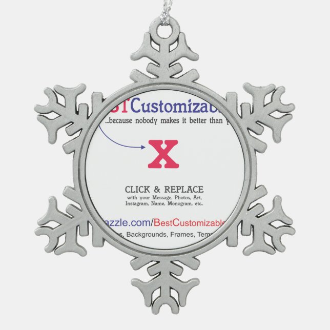 Fast and Easy Blank Template Snowflake Pewter Christmas Ornament (Front)