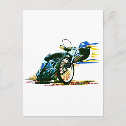 Fast Awesome Speedway Motorcycle Postcard