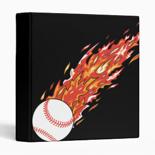 fast baseball on fire flames 3 ring binder