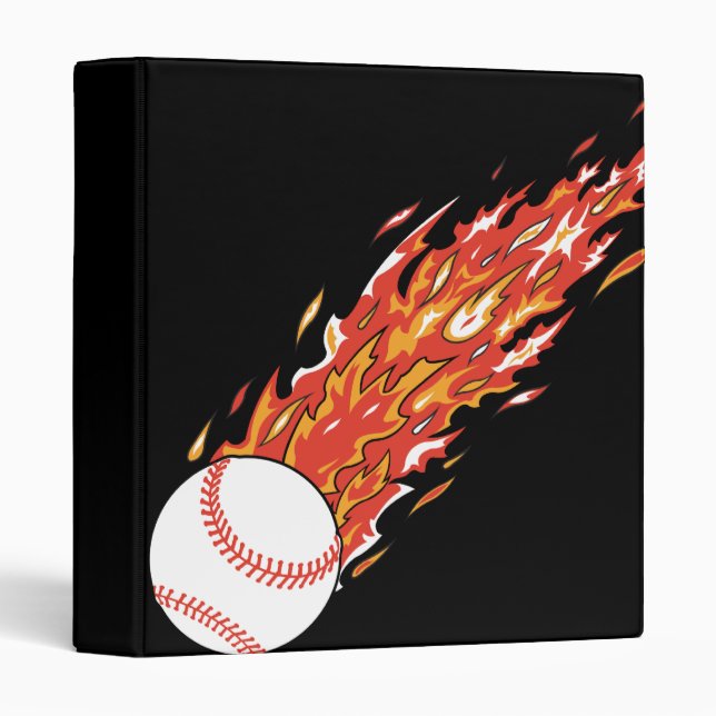 fast baseball on fire flames 3 ring binder (Front/Spine)