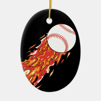 Fast Baseball On Fire Flames Ceramic Ornament by sports_shop at Zazzle