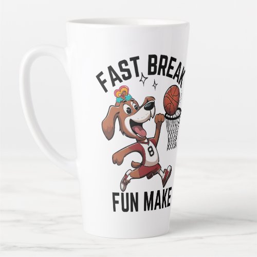 Fast Break Fun Make Basketball Dog Latte Mug