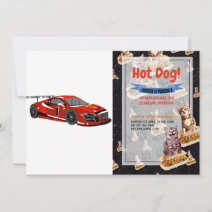 Fast car cartoon   Extreme race  Choose back color Invitation
