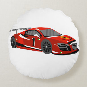 Fast car cartoon Extreme race Choose back color Round Pillow