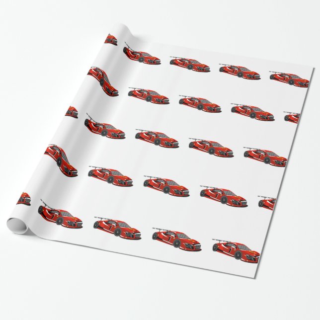 Fast car cartoon | Extreme race |Choose back color Wrapping Paper (Unrolled)