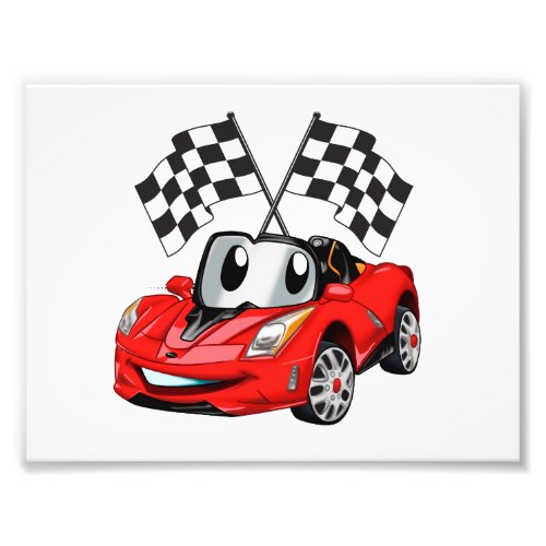 Fast car cartoon flag race _ Choose back color Photo Print