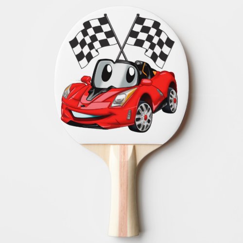 Fast car cartoon flag race _ Choose back color Ping Pong Paddle