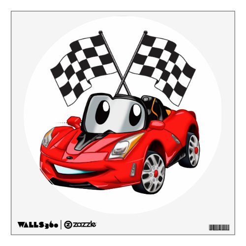 Fast car cartoon flag race _ Choose back color Wall Decal