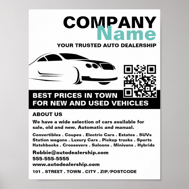 Fast Car Logo, Auto Dealership Advertising Poster (Front)